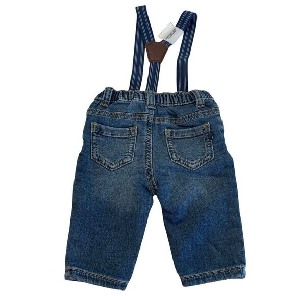 Oshkosh Baby B’ Gosh Blue Jeans w/Suspenders Removable Pockets Size 3mo NEW - Picture 2 of 6